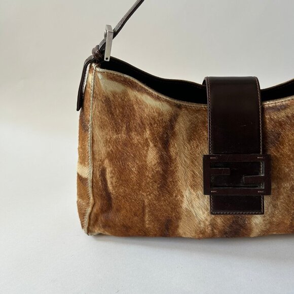 FENDI PONY HAIR BAGUETTE FLAP BAG - Picture 5 of 15